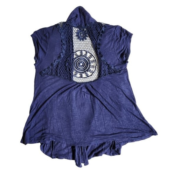 M Fasis blue short sleeve open front cardigan sz M - Picture 2 of 10